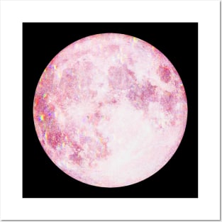 Moon holographic pink Posters and Art